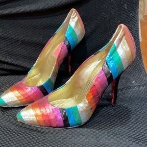 Betsey Johnson striped pumps
